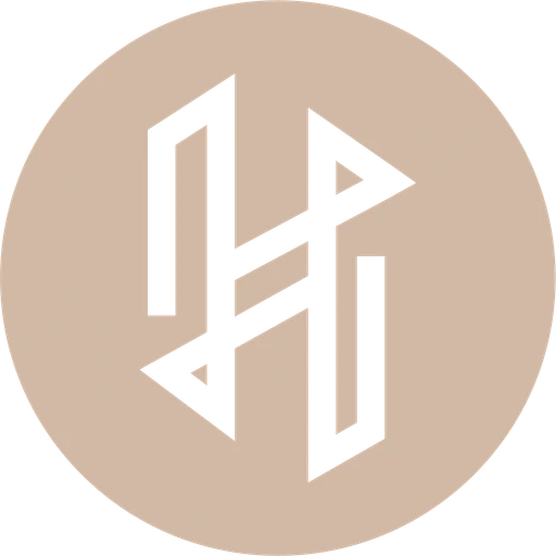 HomescapeKC H monogram, white on sand