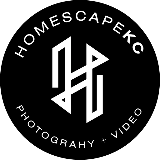HomescapeKC H monogram badge, white on black